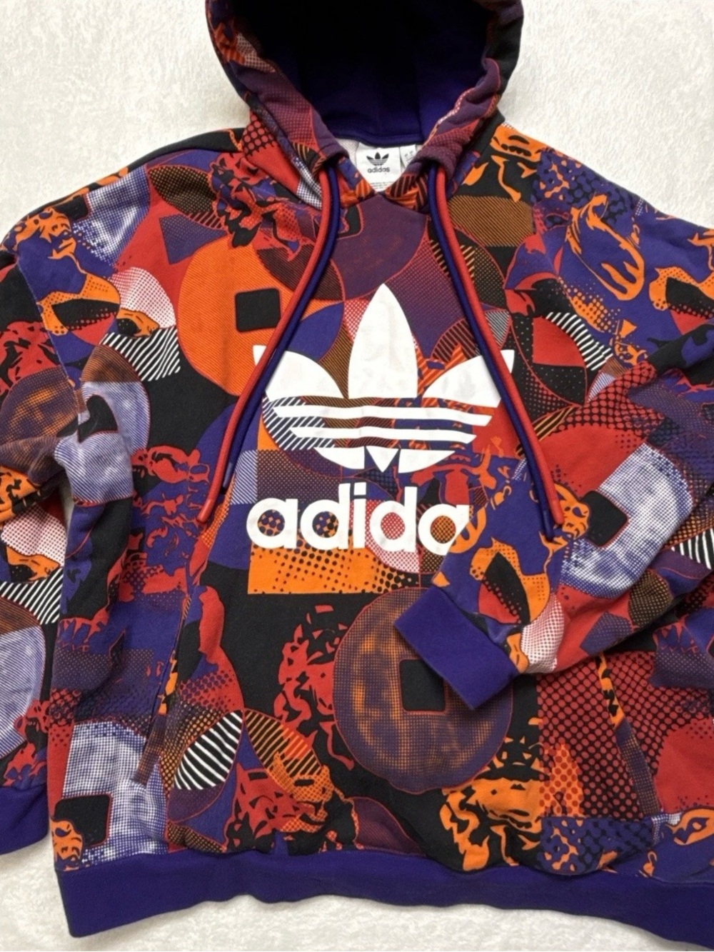 adidas Men’s Purple, Red & Orange Graphic Crewneck Hoodie
